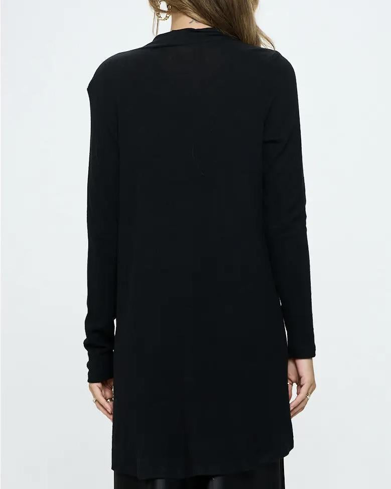Renee C. Brushed Knit Draped Cardigan in Black