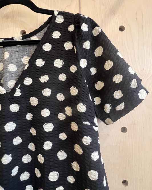 PRE-ORDER Squasht Winifred Dress Black with White Dots Cotton Ripple