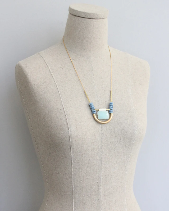David Aubrey Amazonite and Lava Bead Necklace