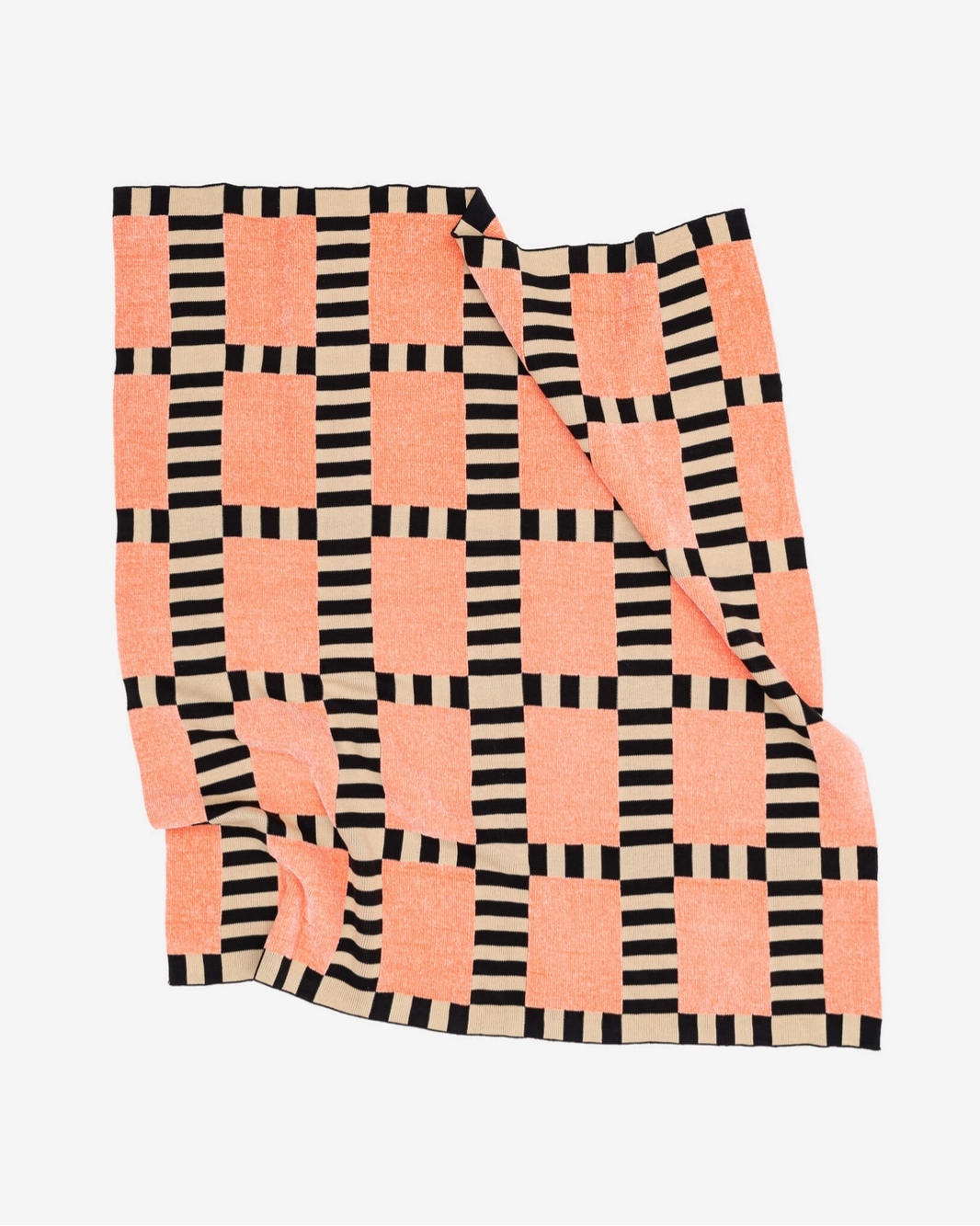 Verloop Tile Patch Chenille Throw Blanket in Peach