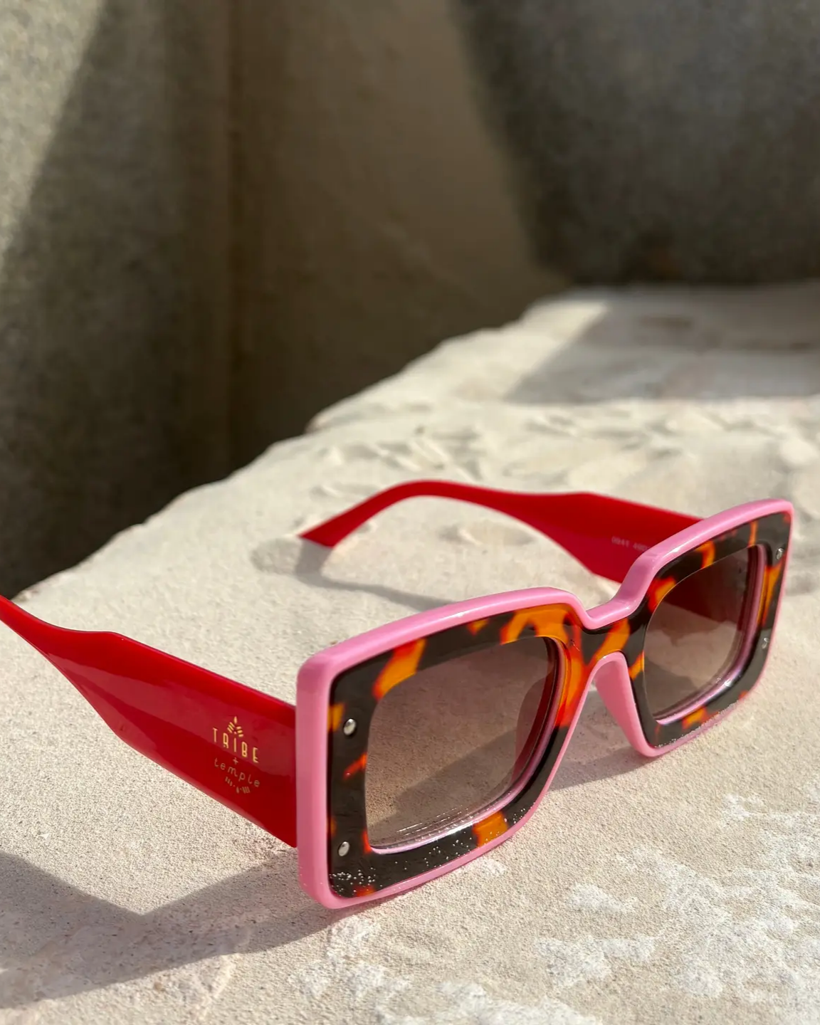 Tribe + Temple Deco Sunglasses in Pink + Red