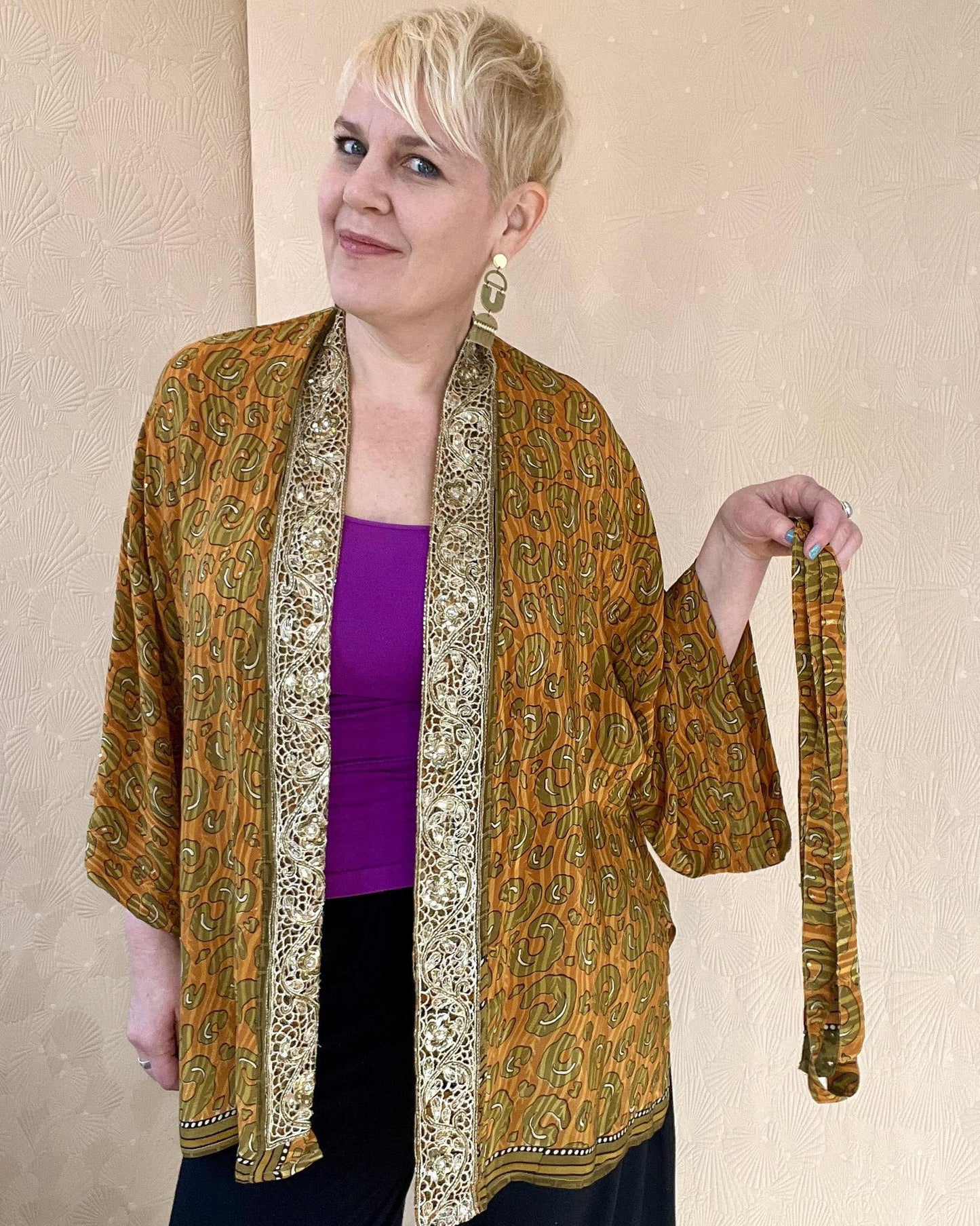 Indie Ella Ashoka Silk Robe in Queen Jaguar