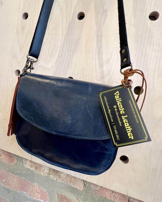 Vallente Leather Tassel Bag - Navy Leather