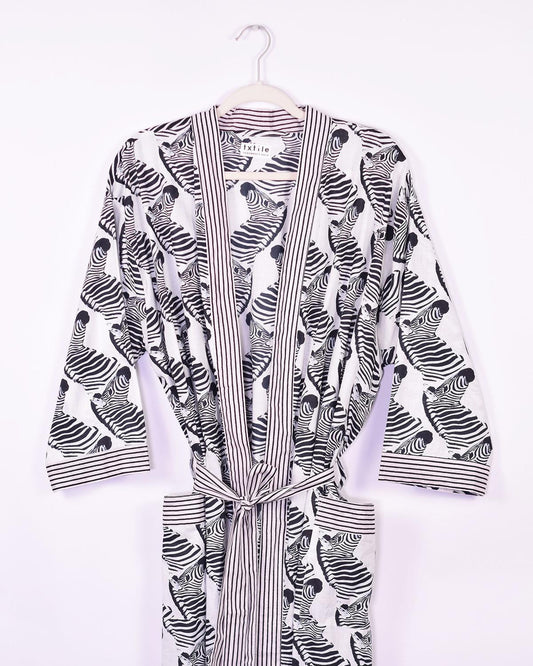 Txtile Lightweight Cotton Robe - Zebra Mirage Print