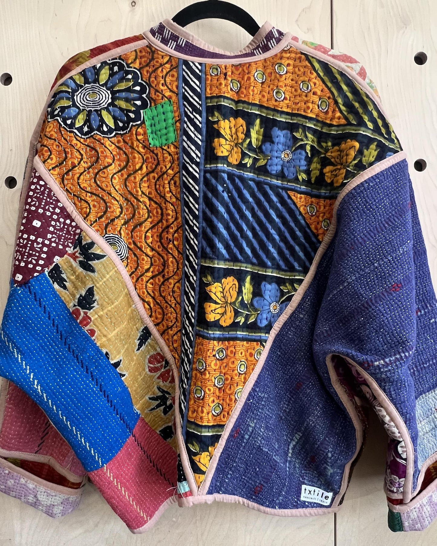 Txtile Ellie Quilted Reversible Patchwork Kantha Jacket in Kimaya