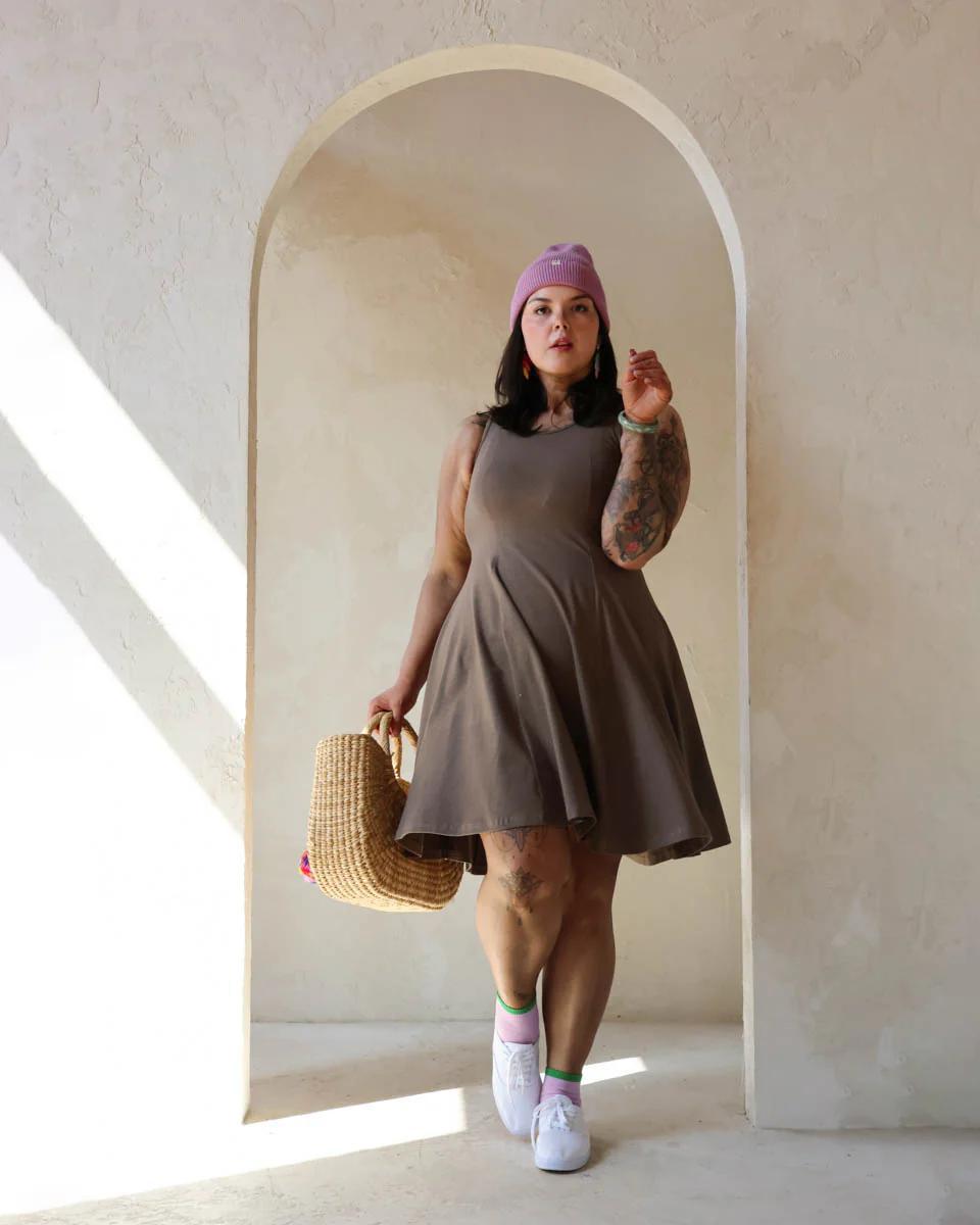 Wulfka Adria A-Line Dress in Mushroom - SALE