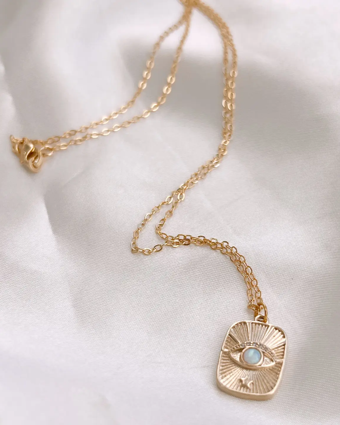 Golden Hour Opal Evil Eye Necklace