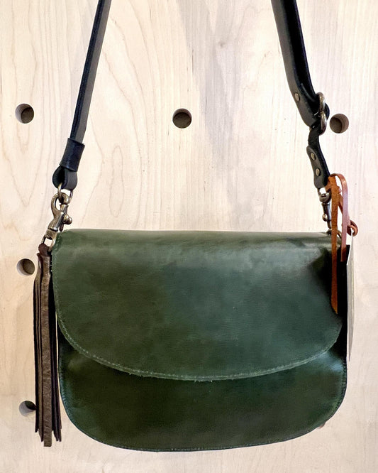 Vallente Leather Tassel Bag - Dark Green Leather