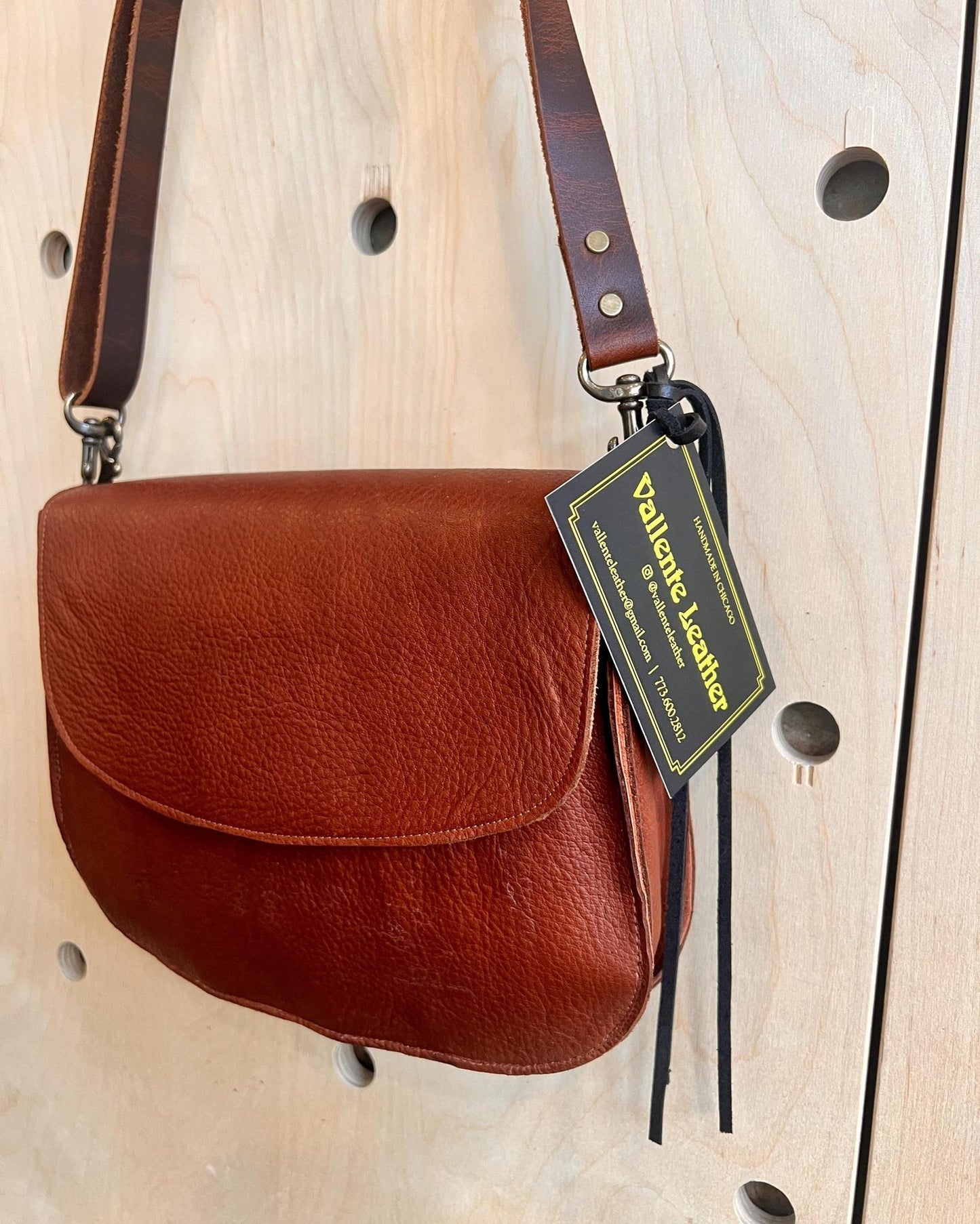 Vallente Leather Tassle Handbag - Medium Brandy Leather