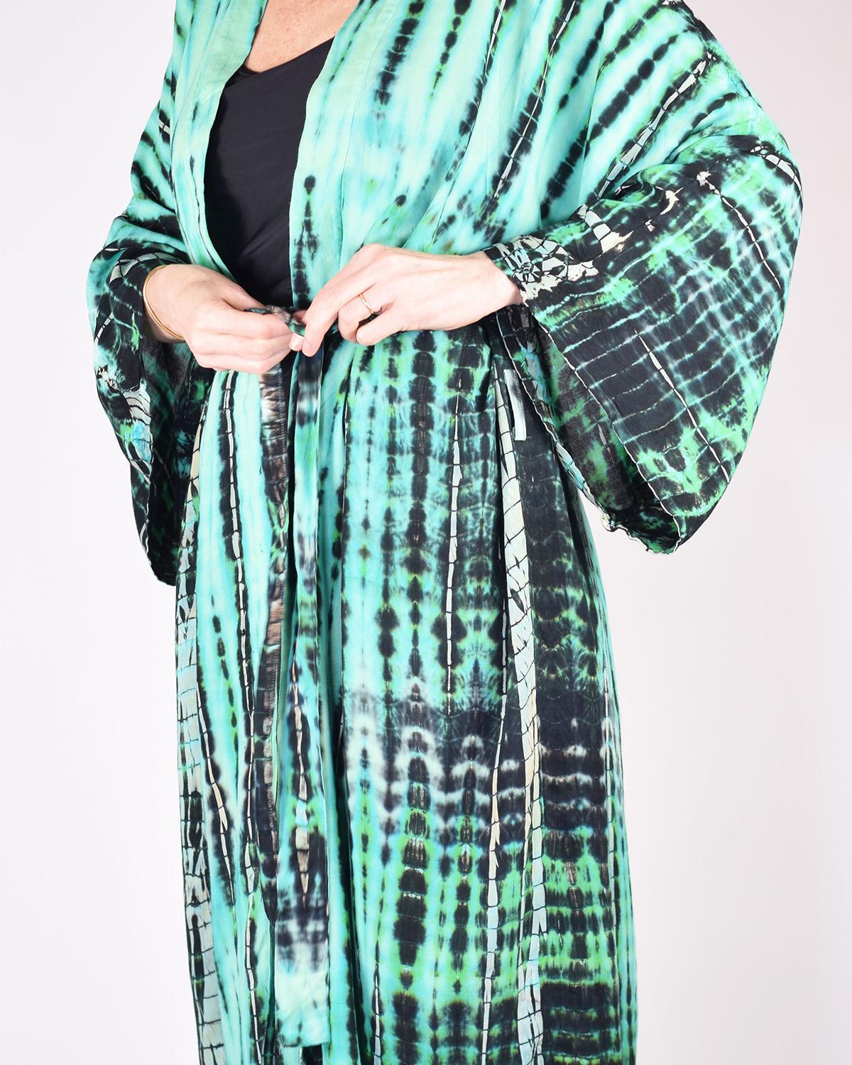 Txtile Tie Dye Kimono/Cover Up - Emerald