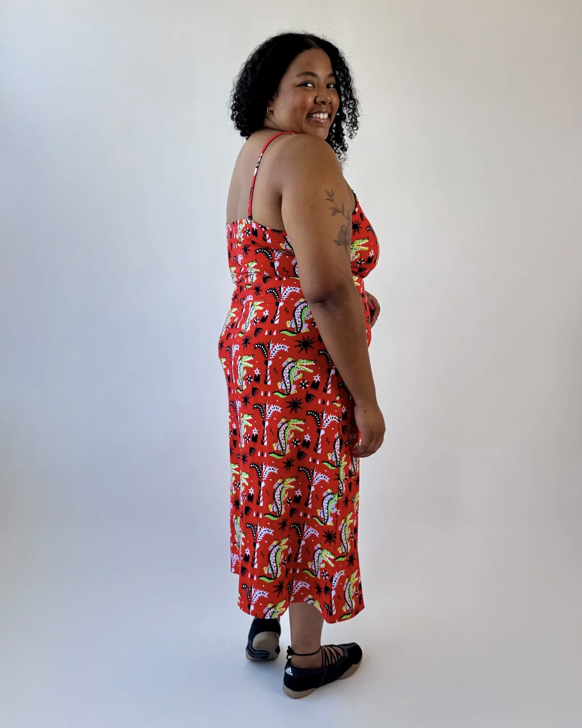 Nooworks Spaghetti Slip Dress in Crocodilo