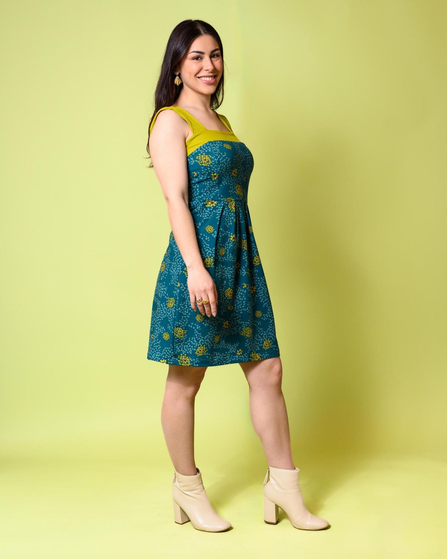 Squasht Wide Strap Dress in Teal Spring Floral - SALE