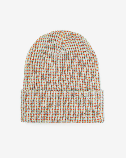 Verloop Simple Grid Rib Knit Beanie Hat in Stone Blue