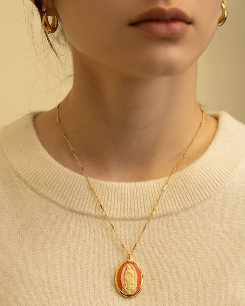 Amano Studio Virgin of Guadalupe Vintage Cameo Necklace