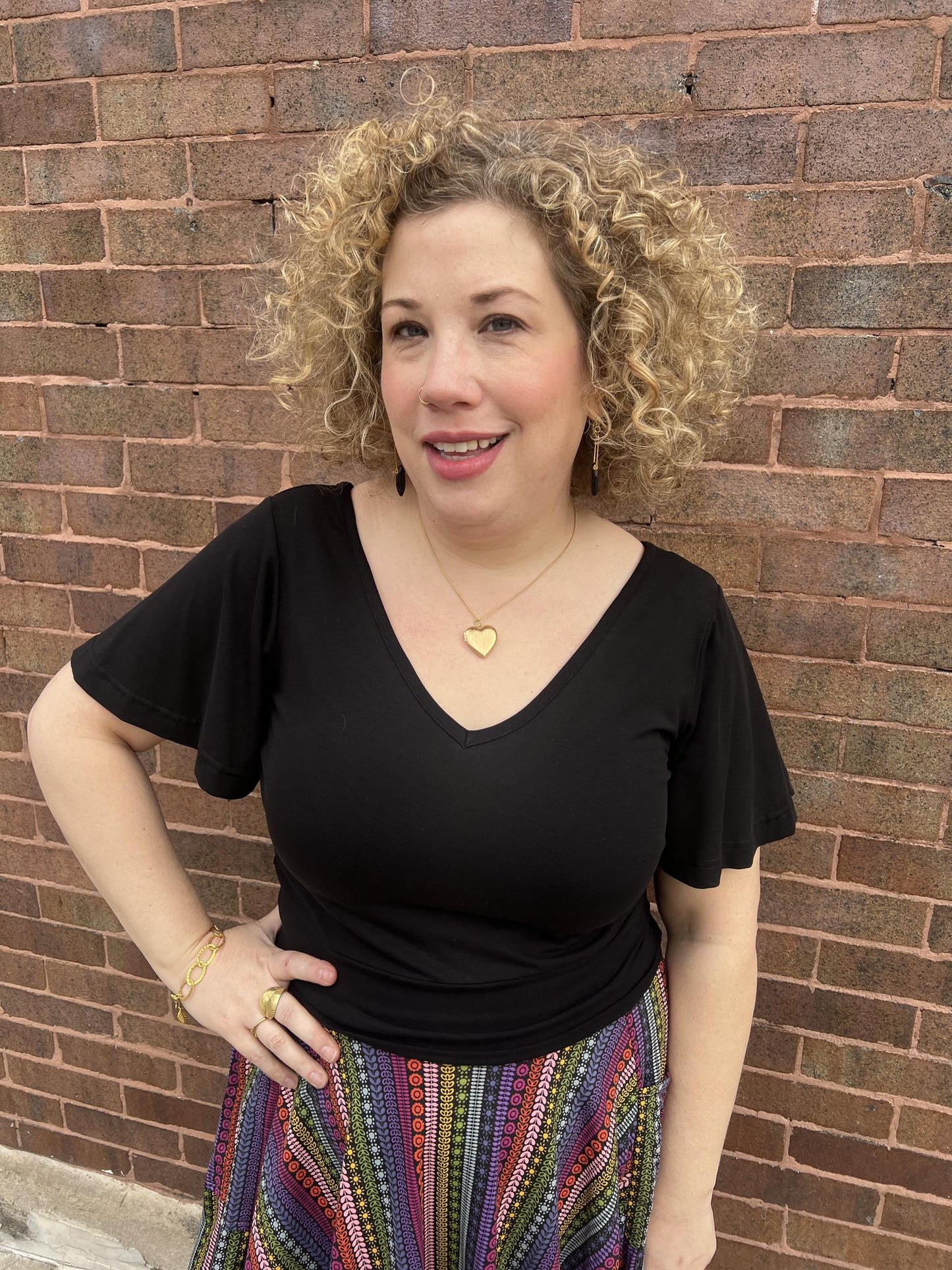 Squasht Bell Sleeve Ballet Top in Black