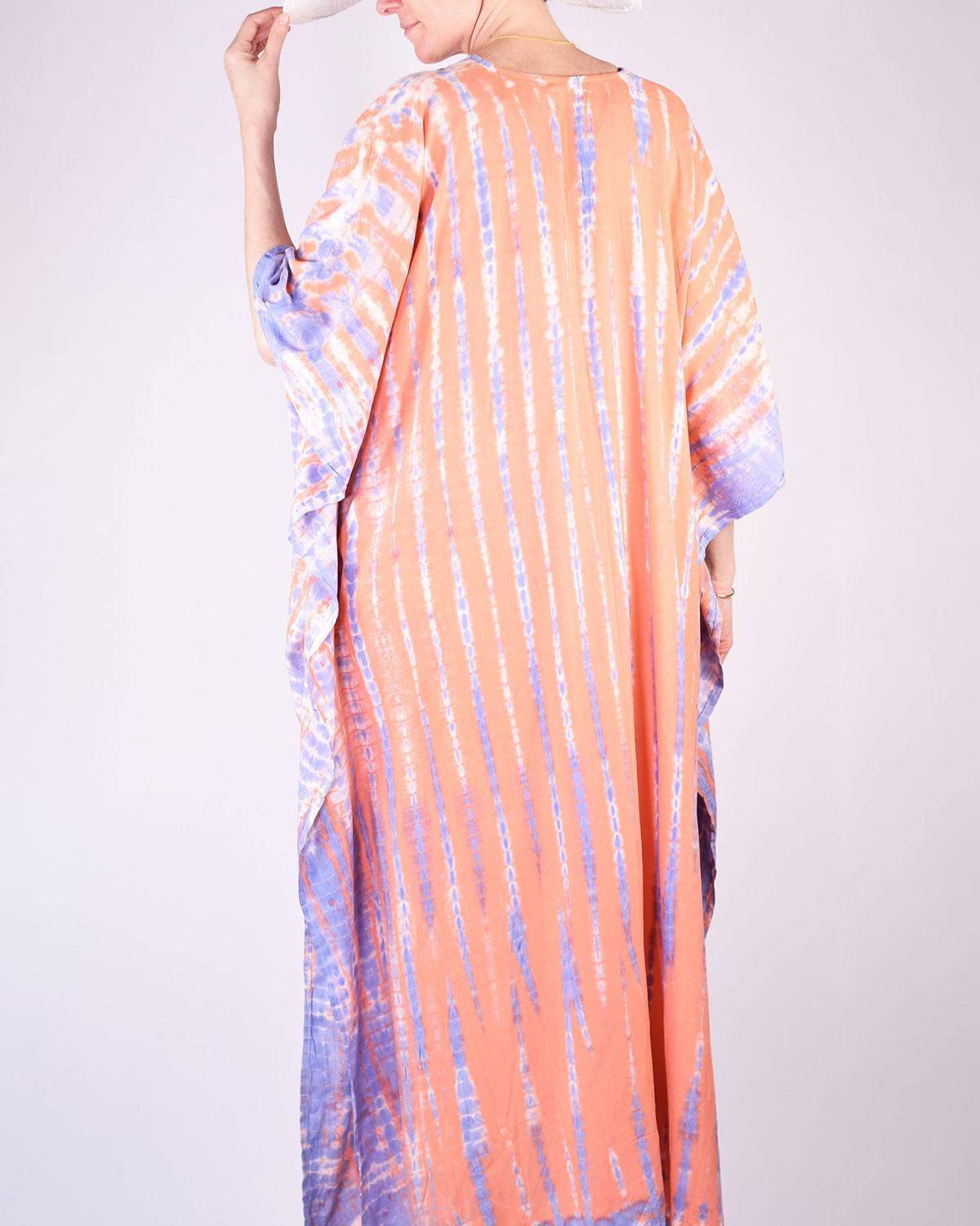 Txtile Tie Dye Kaftan/ Swim Cover Up - Peach Sunrise