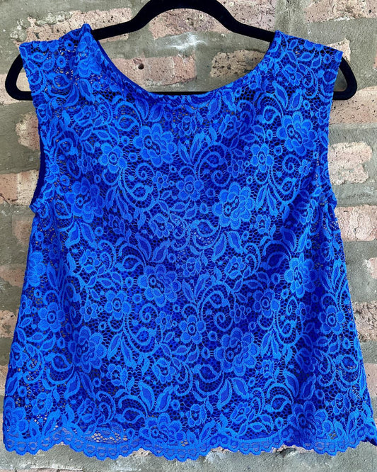 Squasht Flora Shell Top in Sapphire Blue Lace