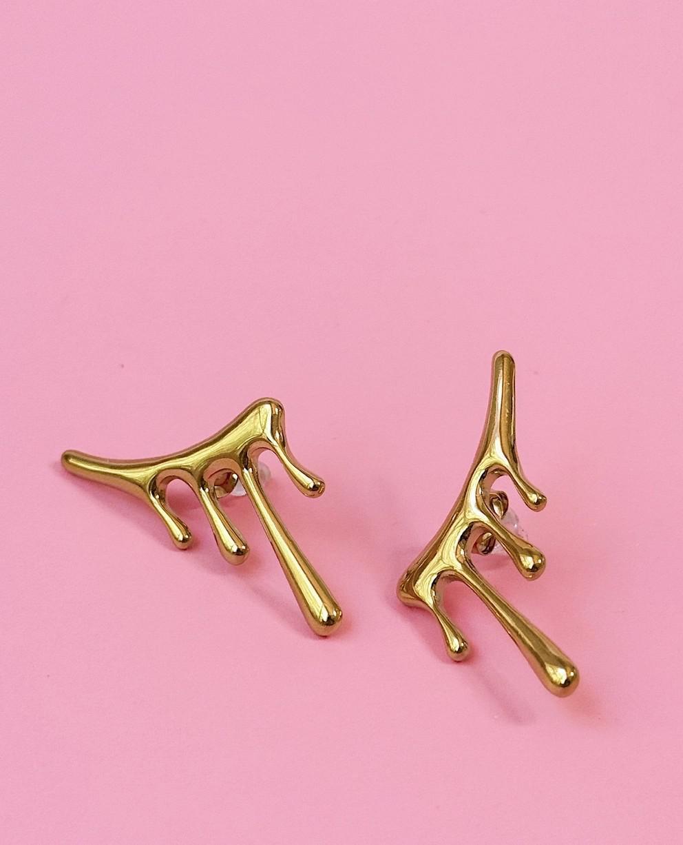 Golden Hour Drip Stud Ear Climber Earrings