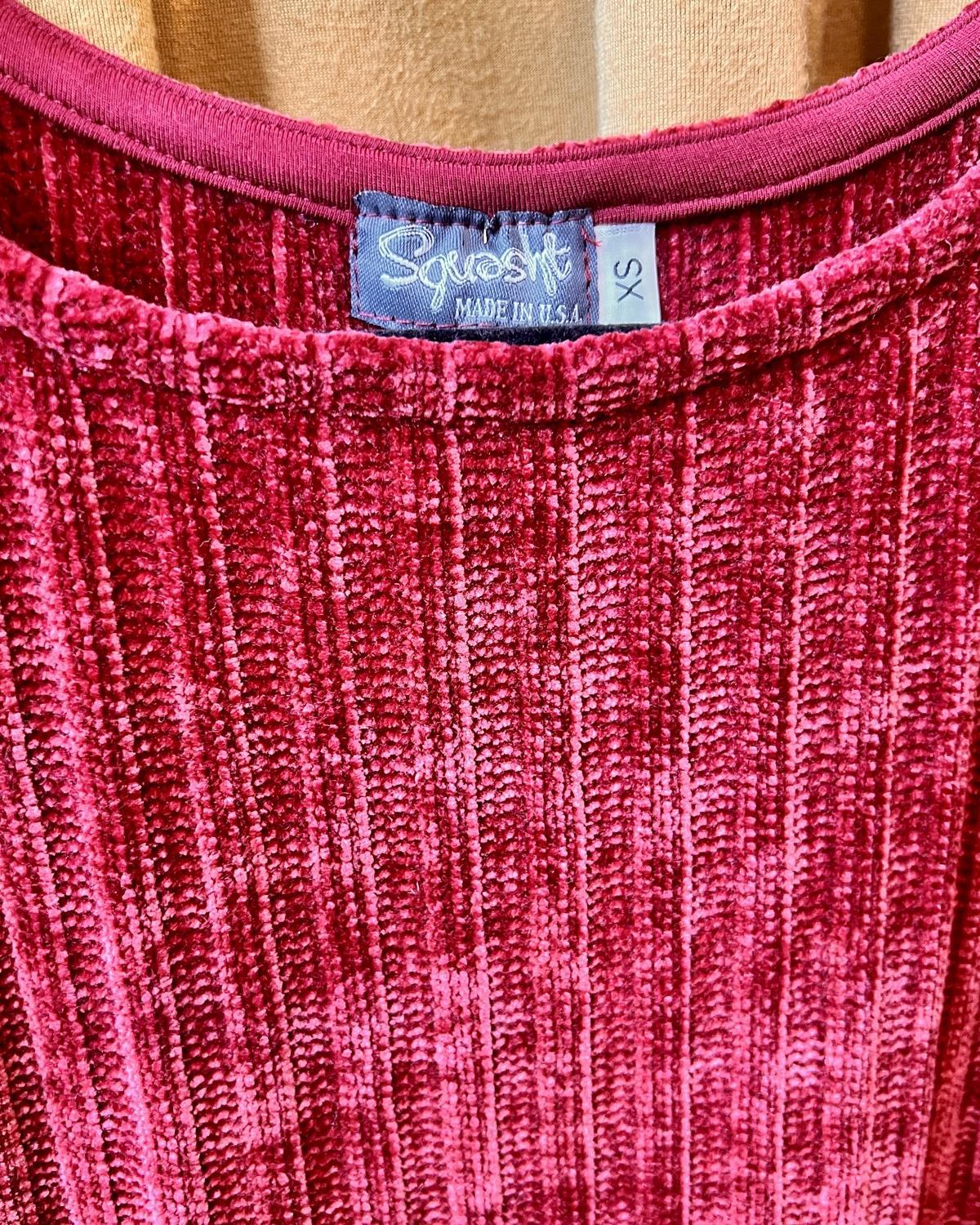Squasht Batwing Sweater in Red Raspberry Plush Chenille Rib Knit