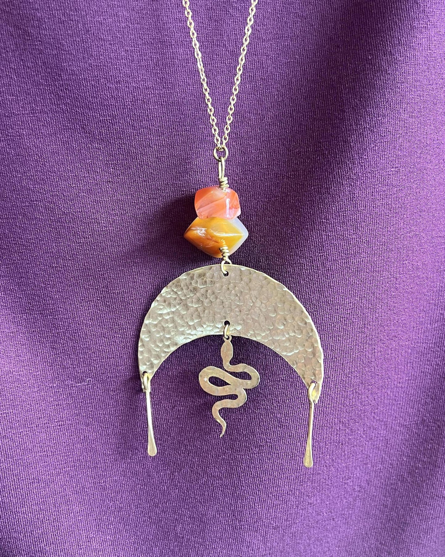 Sugar Vibe Crescent and Serpent Pendant Necklace