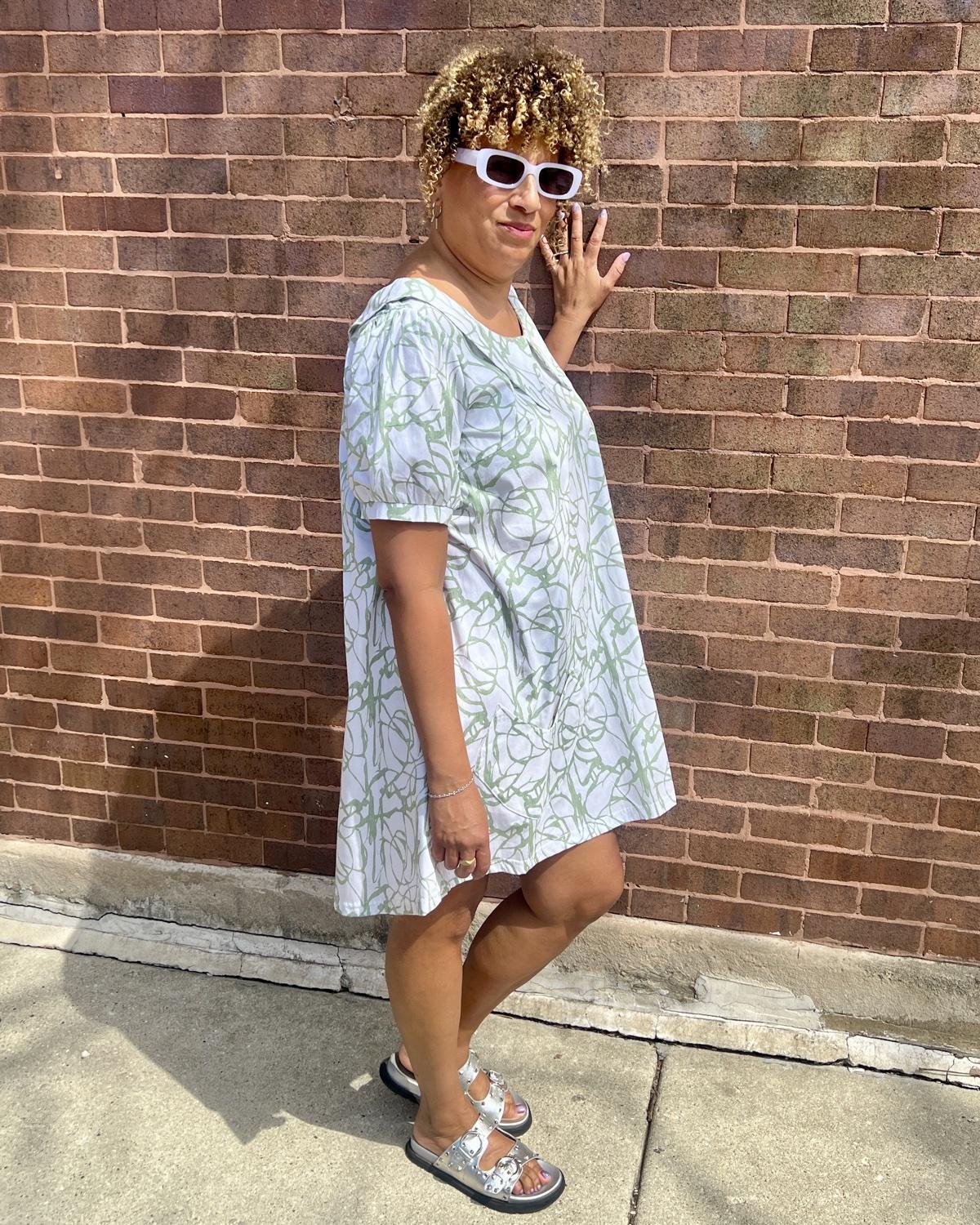 Squasht Charlotte Dress in Sage Vines