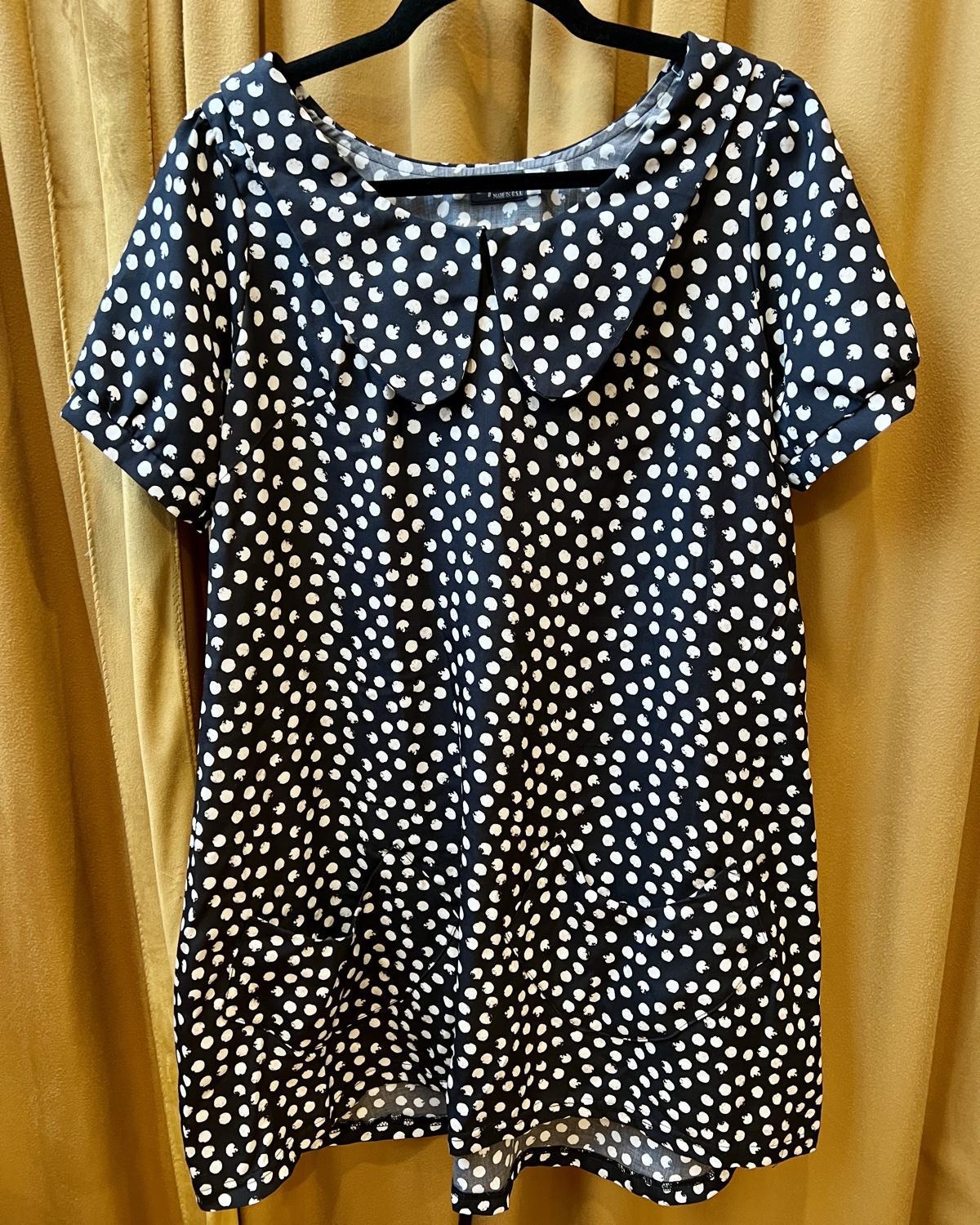 Squasht Charlotte Dress in Black with White Distressed Dots