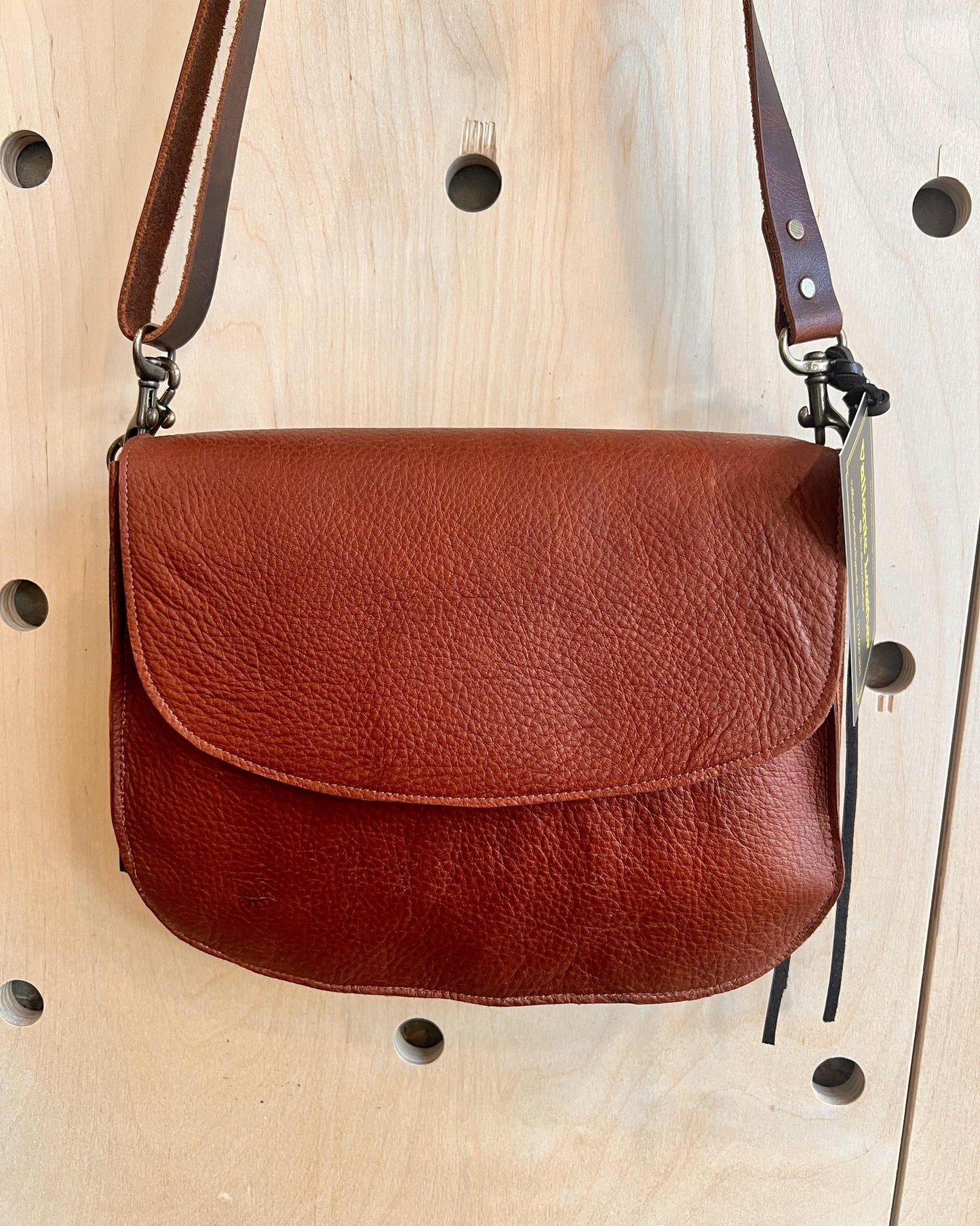 Vallente Leather Tassle Handbag - Medium Brandy Leather