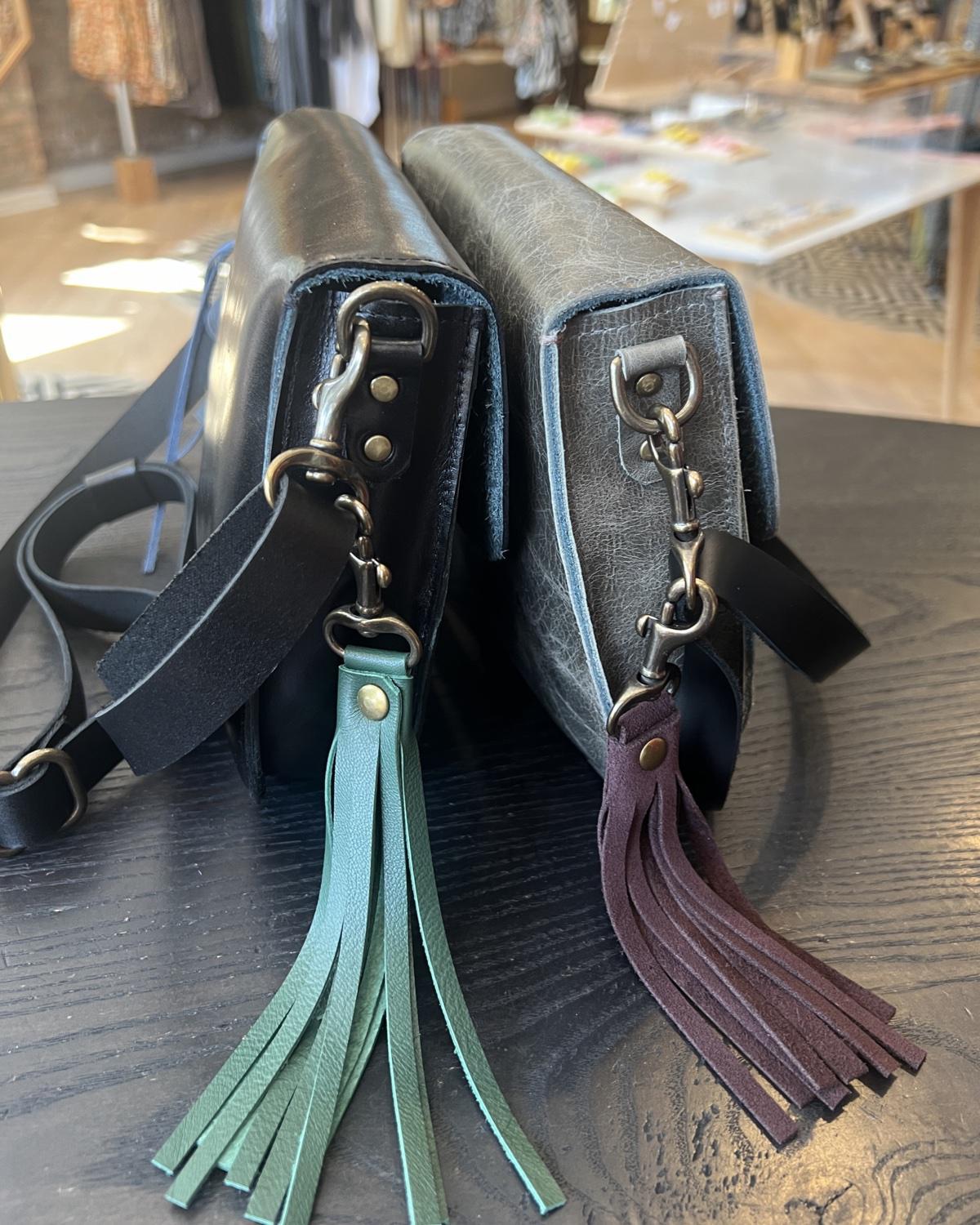 Vallente Leather Tassel Bag - Grey Leather