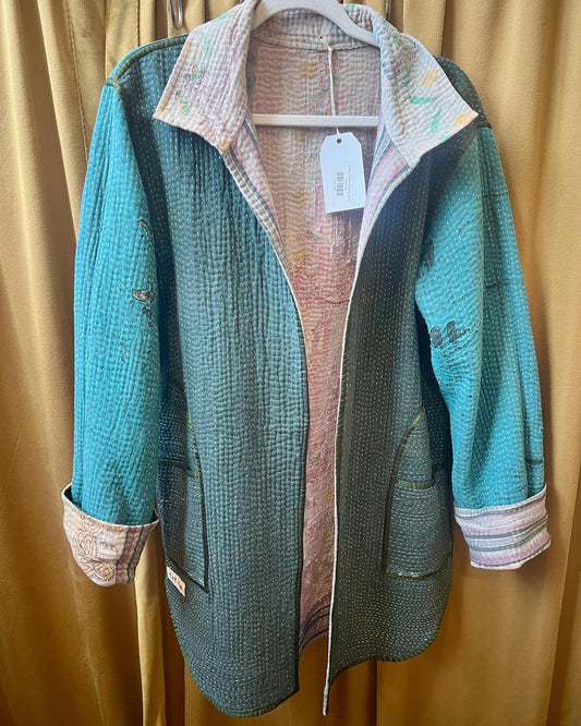 Txtile Frankie Quilted Reversible Driving Jacket - Teals and Pinks - SALE