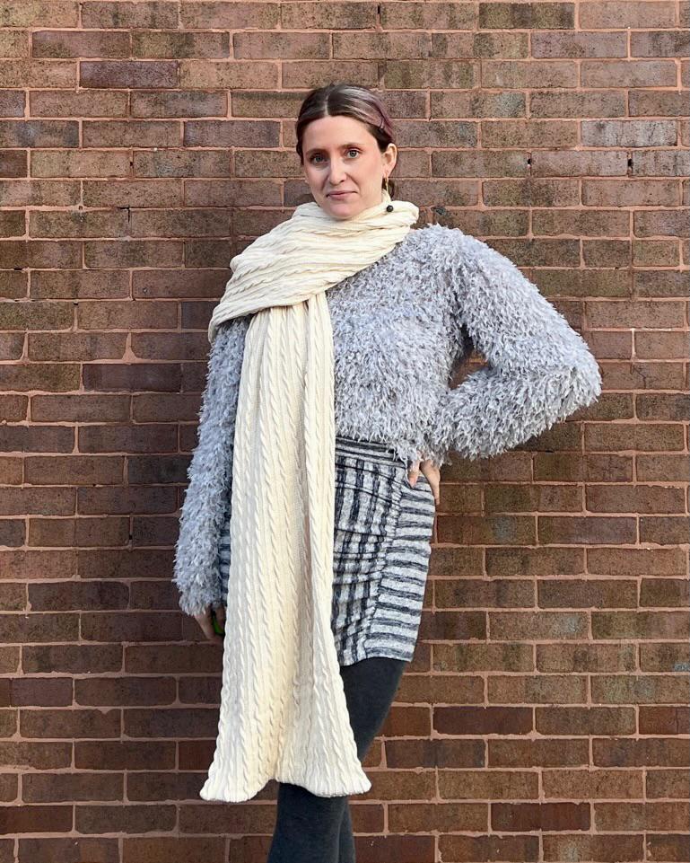 Squasht Oversized Scarf Cream Cable Knit