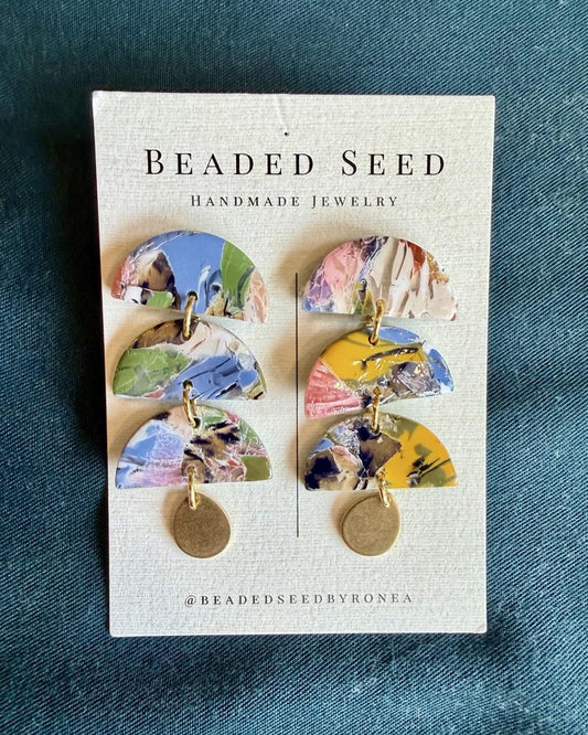 Beaded Seed by Ronea Olivia Earrings in Multi-Colored Pastels