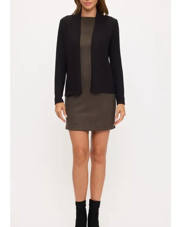 Renee C. Brushed Knit Cardigan in Black