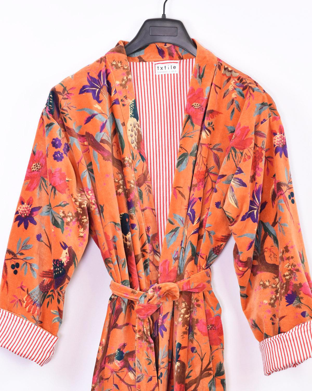 Txtile Velvet Robe in Coral Paradise