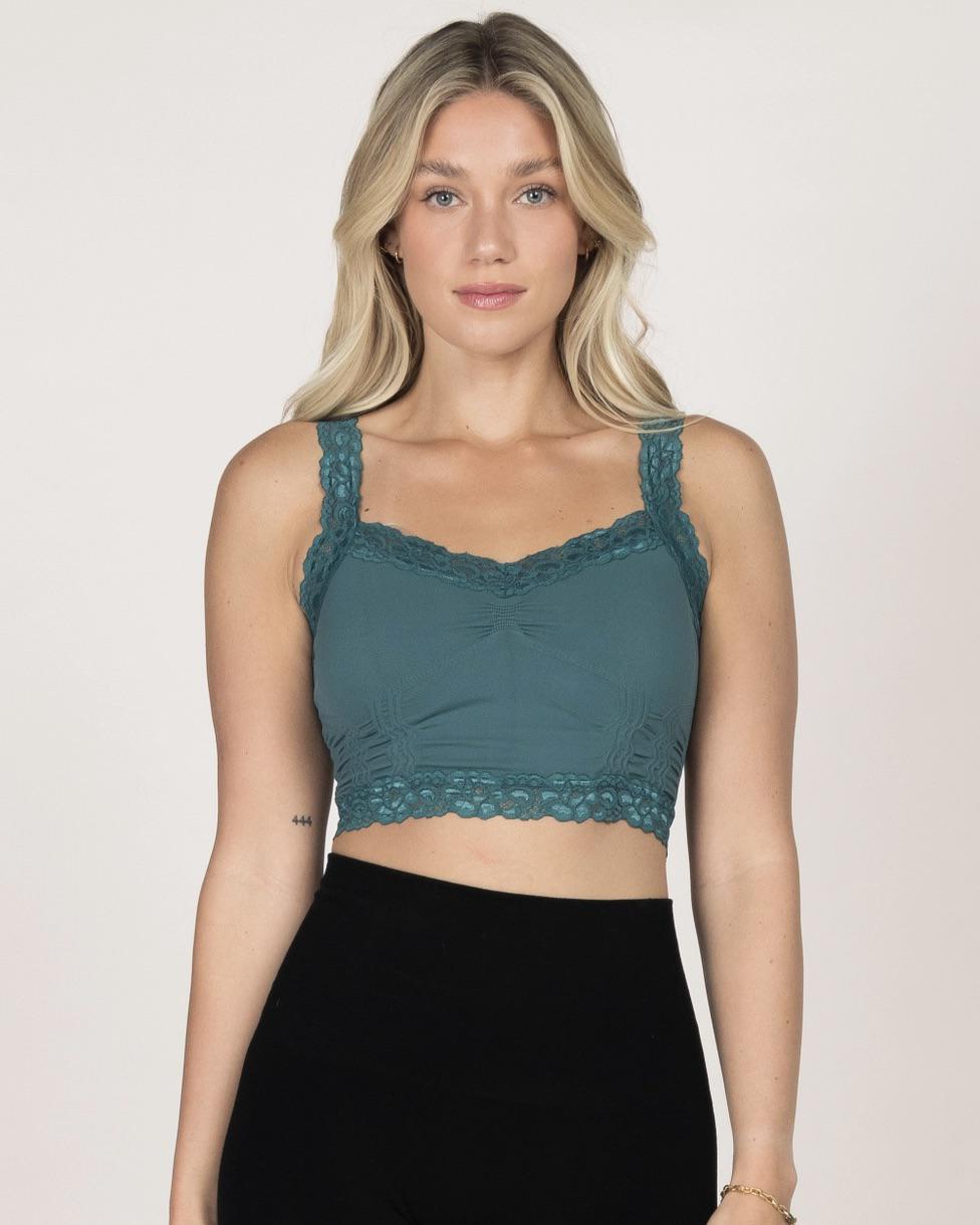 M Rena Seamless Crop Cami Corset Look with Lace in Balsam