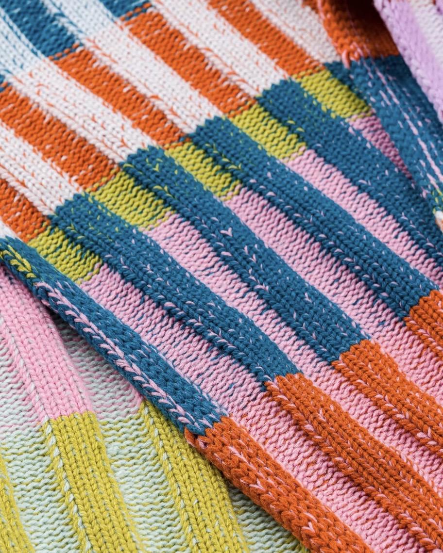 Verloop Mosaic Stripe Knit Scarf in Rust Lilac