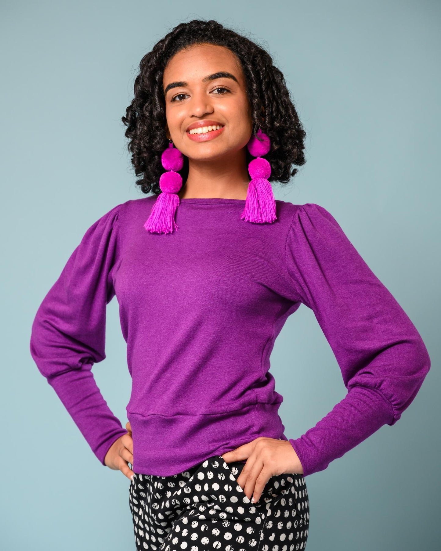 SWIETstuff Extra Large Pom Pom Earrings Hot PInk