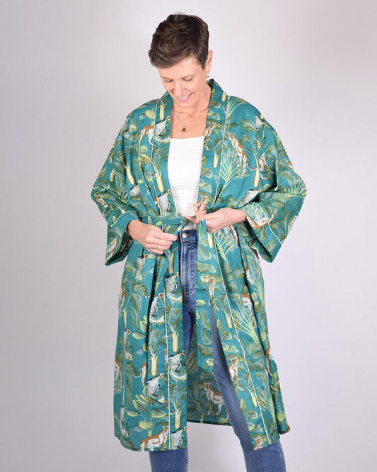 Txtile Lightweight Cotton Robe - Monkey Forest