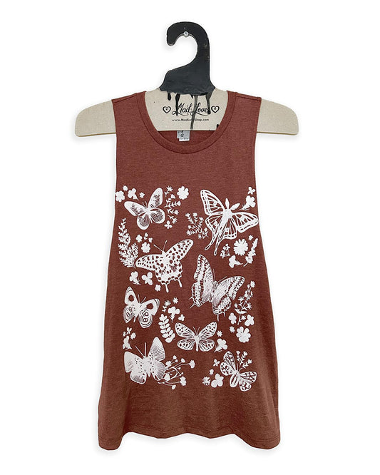 Mad Love Rust Muscle Tank with Butterflies and Moths