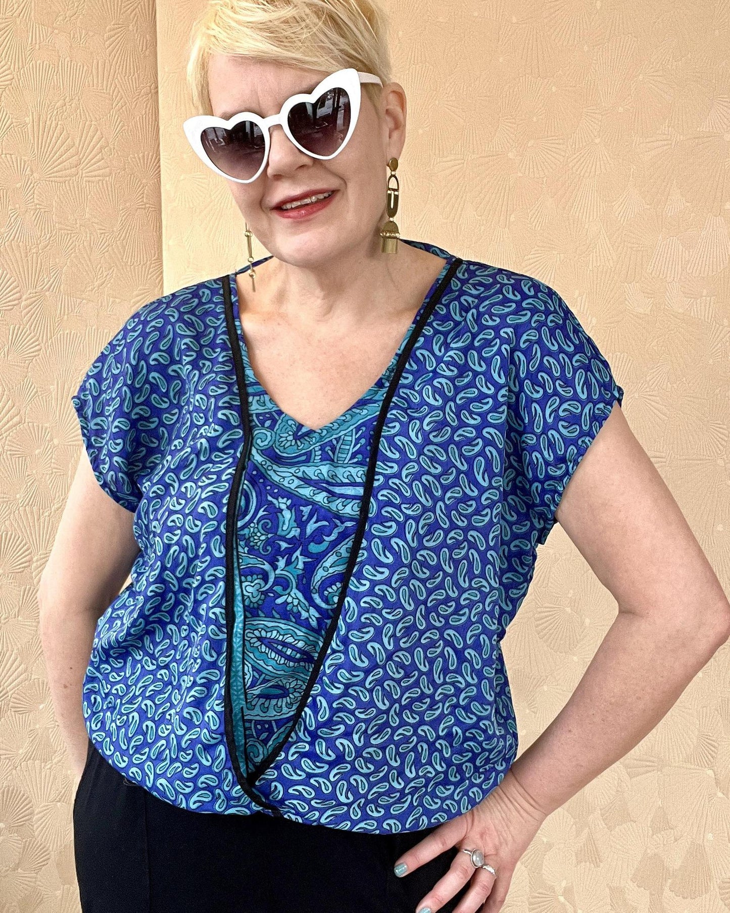 Indie Ella Zahara Reversible Silk Top in Ganga