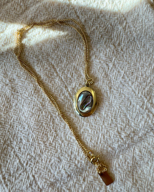 Michelle Starbuck Abalone Oval Locket Necklace