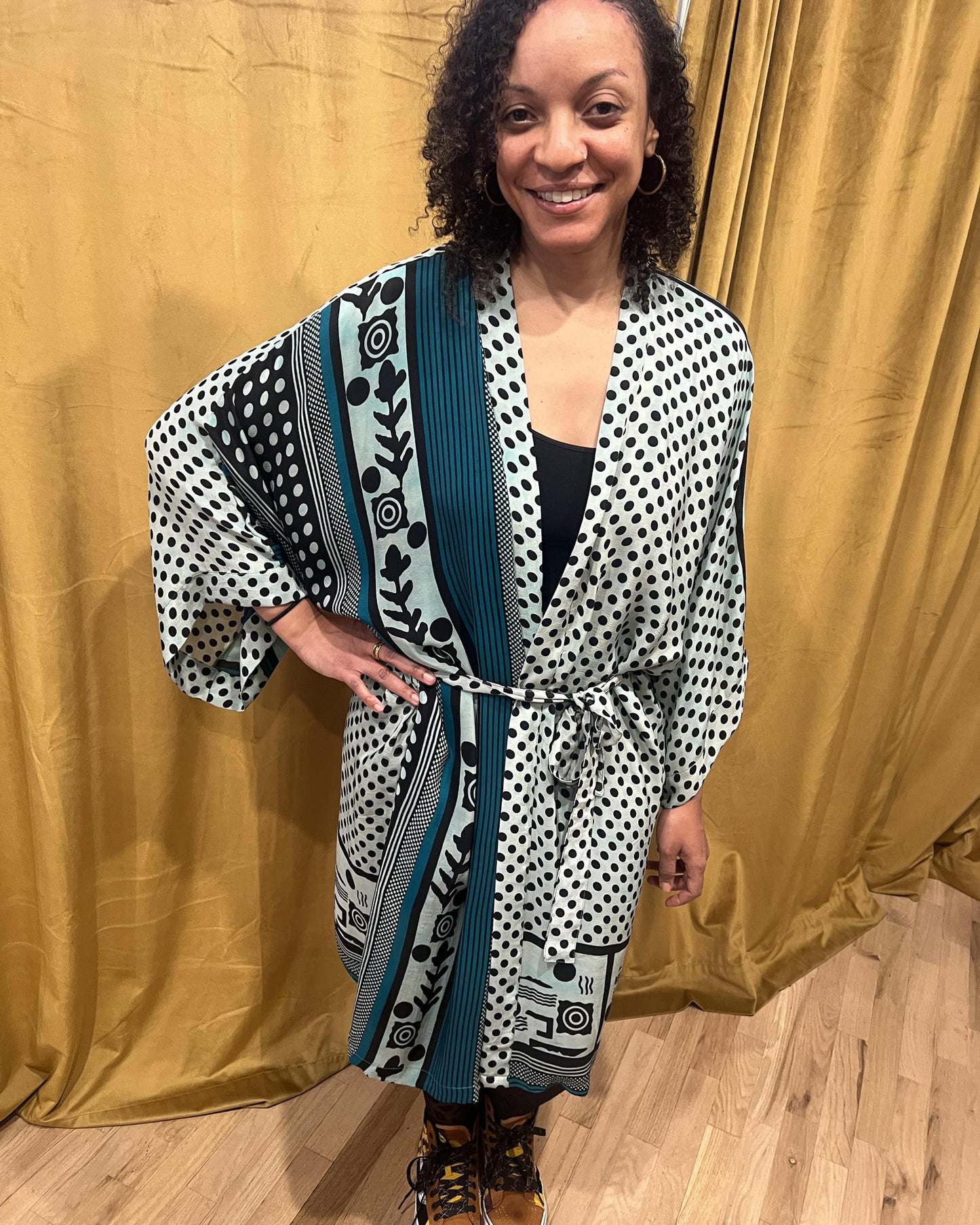 Indie Ella Kimono Silk Duster in Tomoe Gozen