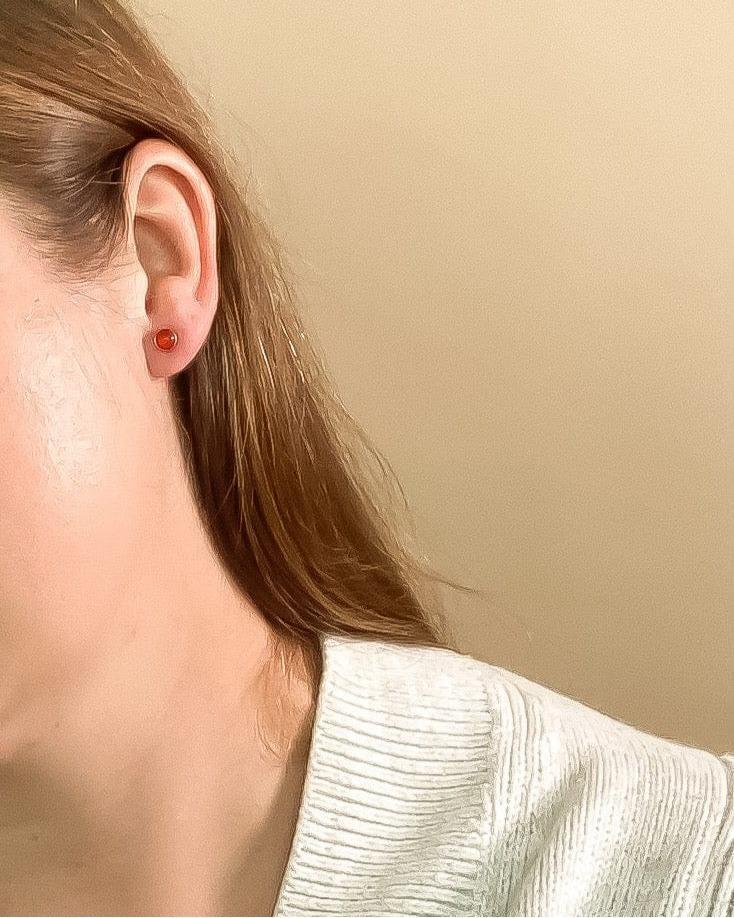 Michelle Starbuck Sterling Silver Carnelian Stud Earrings