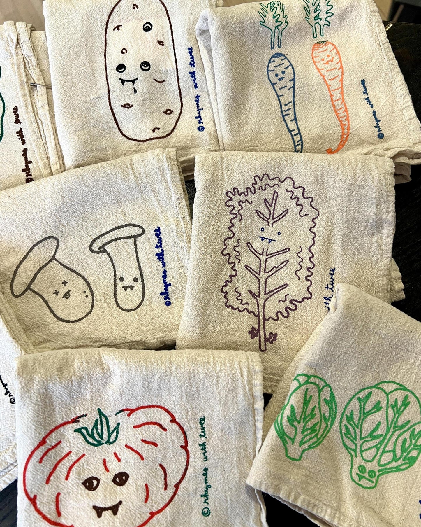 Rhymes With Twee Veggie Vampire Tea Towel Brussels Sprout ( Theo )