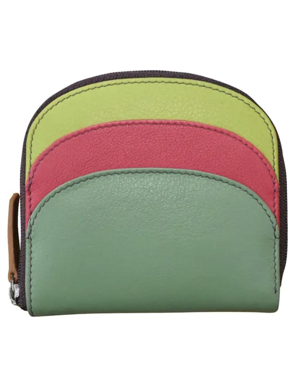 ili Leather Mini Dome Wallet in Sage Multi
