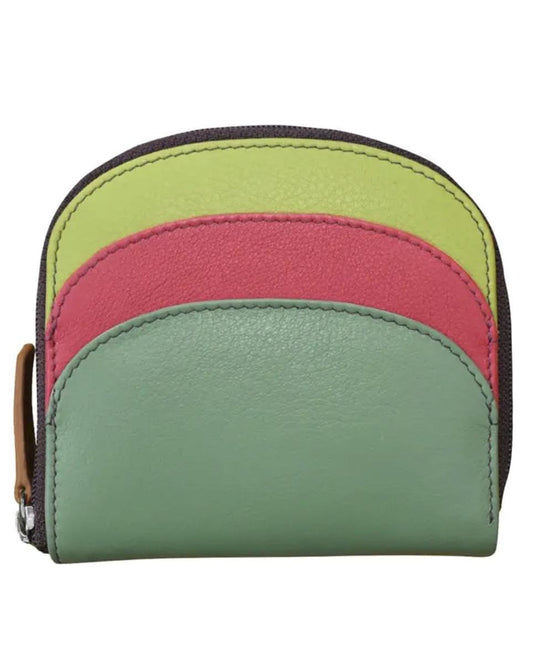 ili Leather Mini Dome Wallet in Sage Multi
