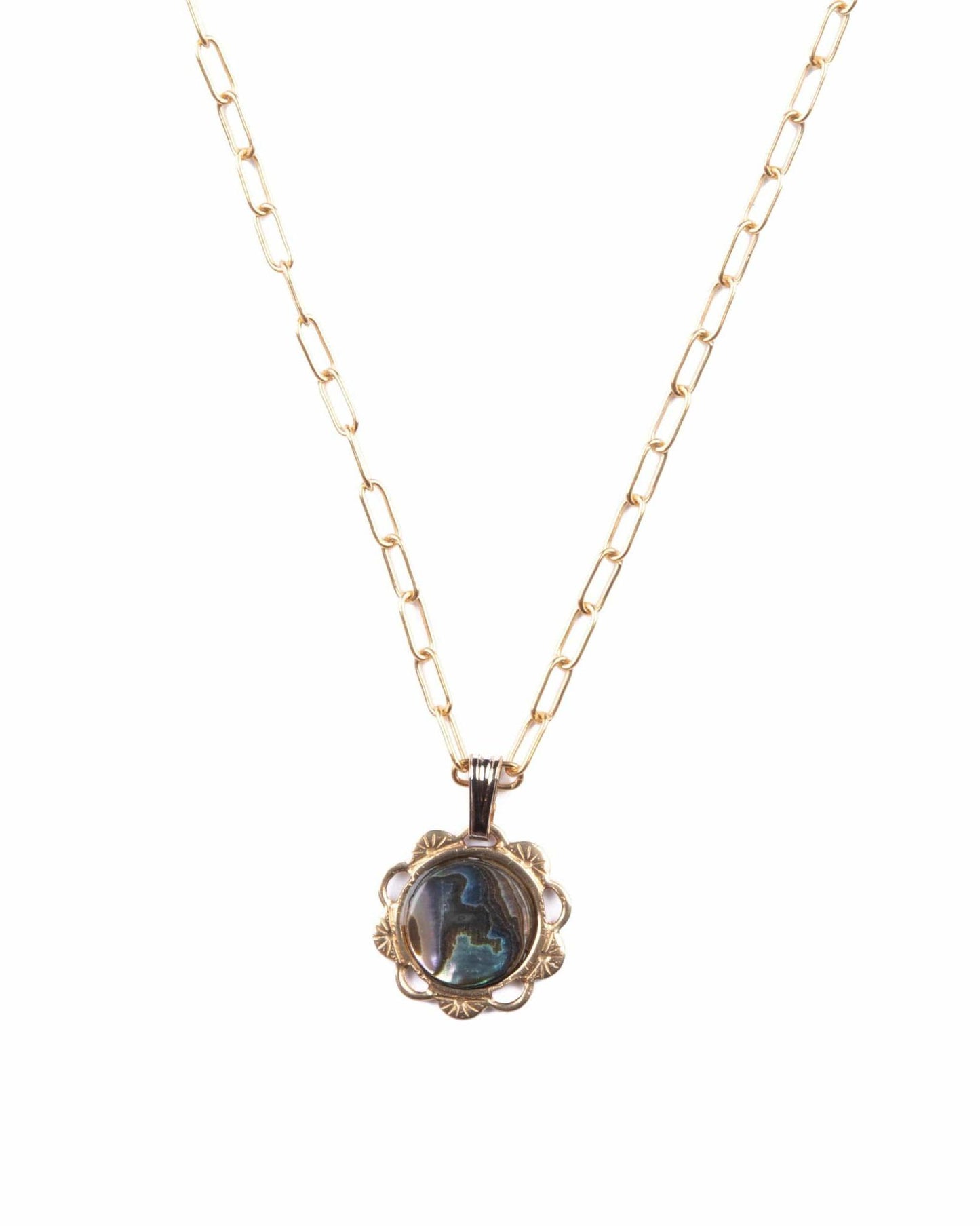 Michelle Starbuck Abalone Scalloped Charm Necklace