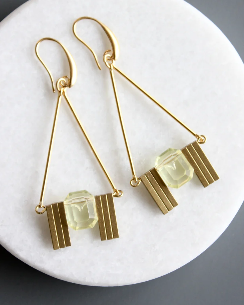 David Aubrey Acrylic jonquil Art Deco Earrings