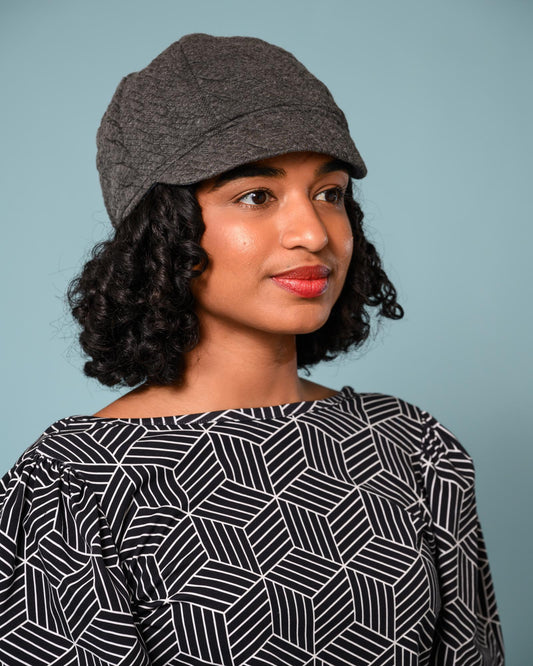 Squasht Reversible Bella Hat in Charcoal Gray Rope Texture Knit (Stretchy!)