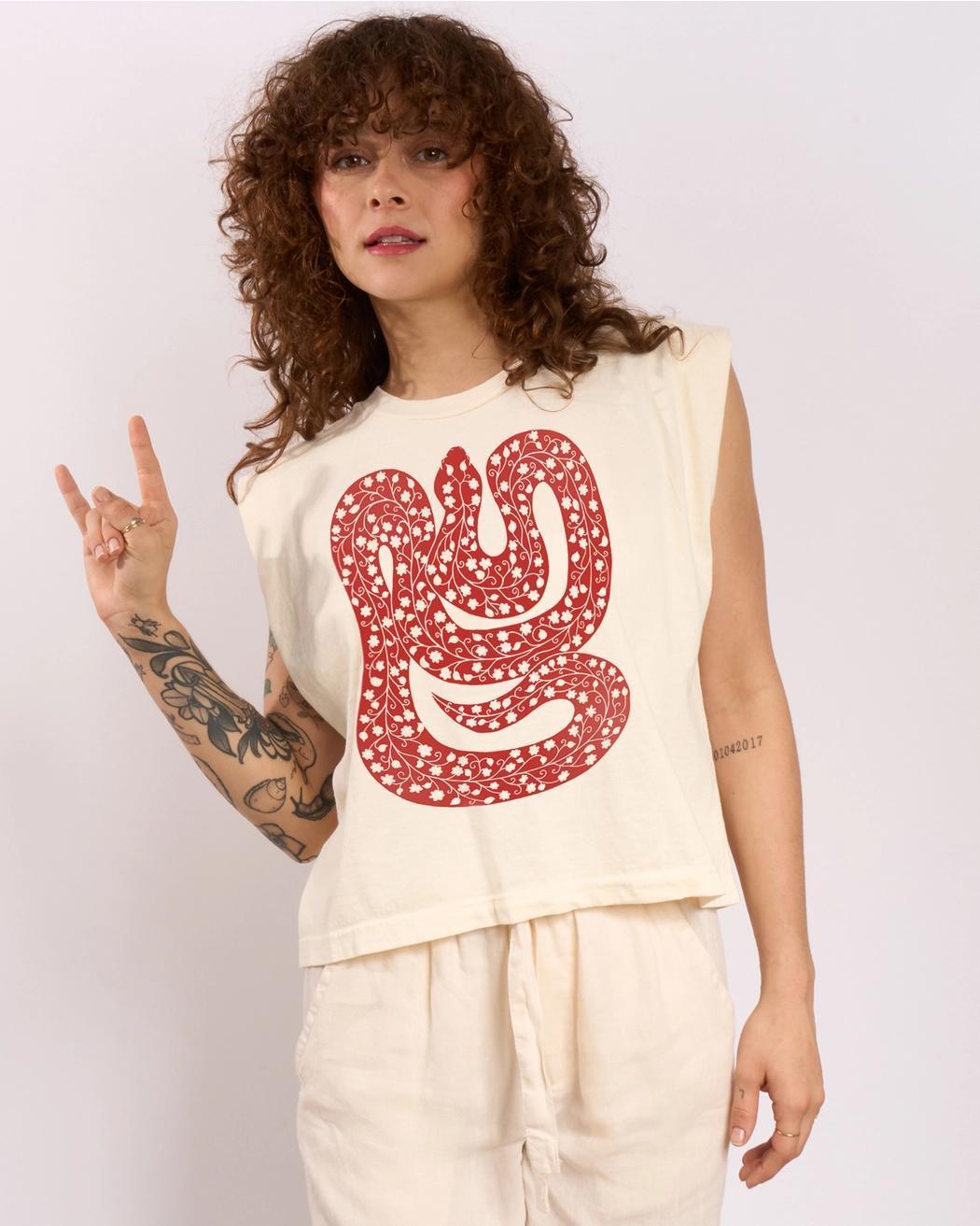 Go to Devil Snake Joan Heavyweight Muscle Tee in Off Black