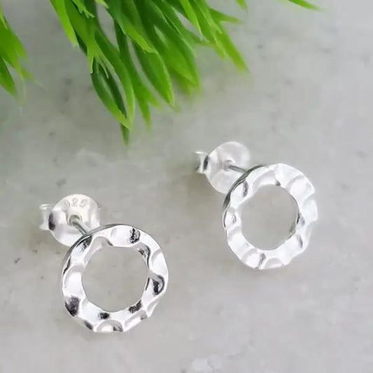 Sosie Designs Silver Hammered Circle Studs